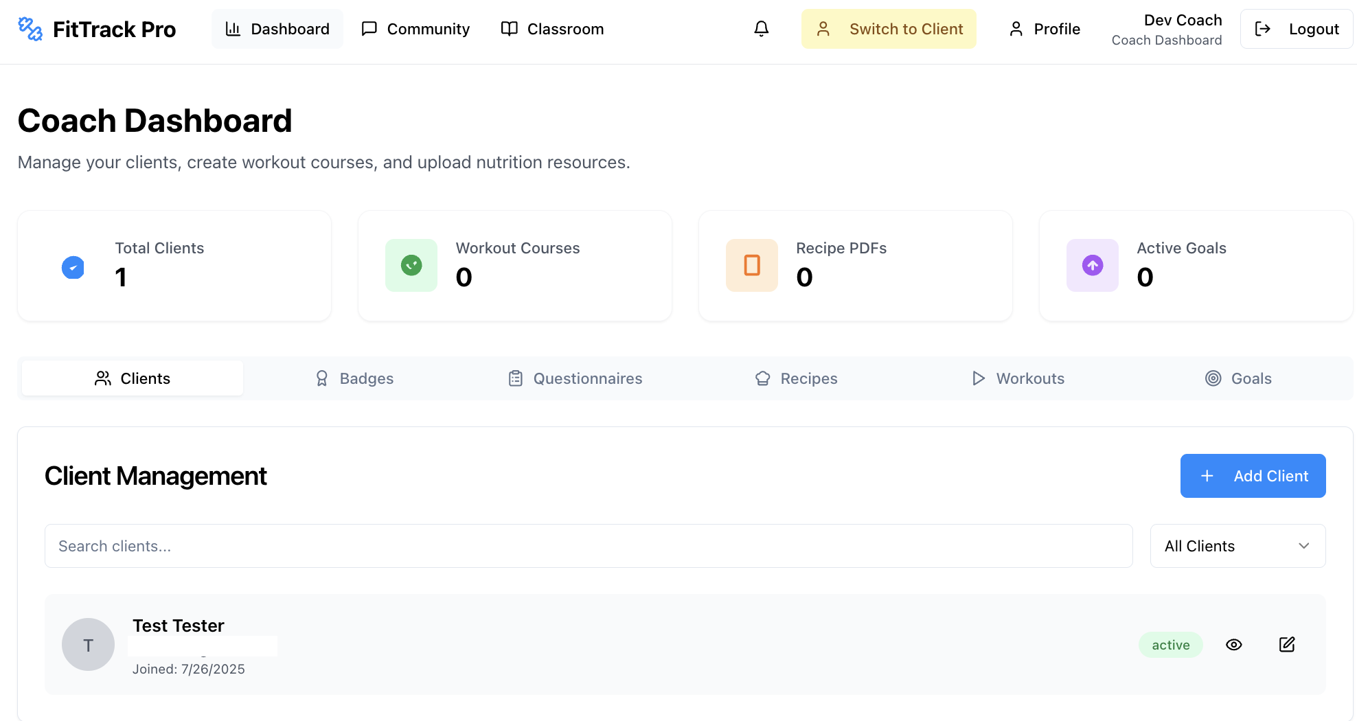 FitTrack Pro screenshot